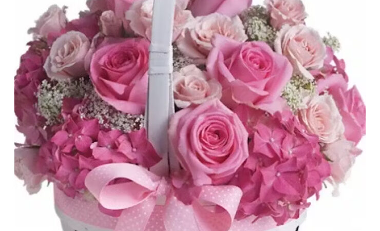 Pink Rose Birthday Basket