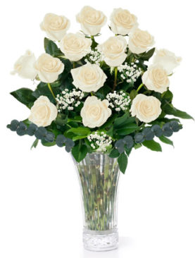 Dozen Long Stem White Roses