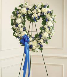 Blue and white blooming wreath