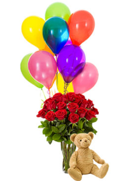 Roses Balloons Teddy