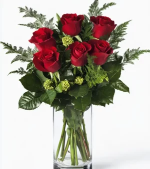 Six Richly Red Roses