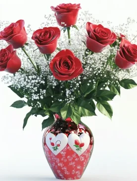 six red roses arrangement