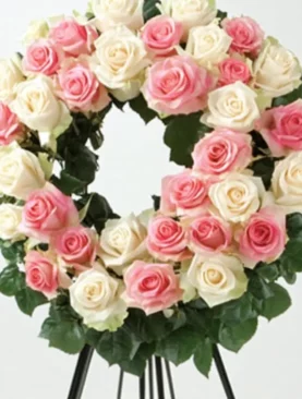 Pink and White Rose Wreath