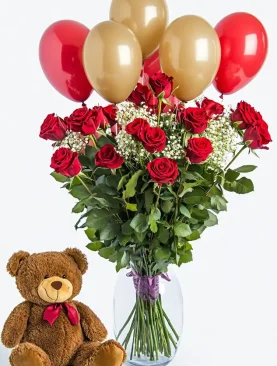 Roses Balloons Teddy