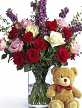 Teddy Bear and Flowers