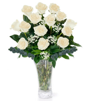Dozen Long Stem White Roses