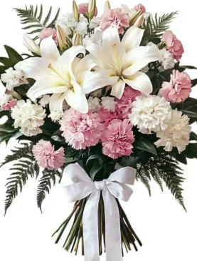 Glistening white and pink blooms